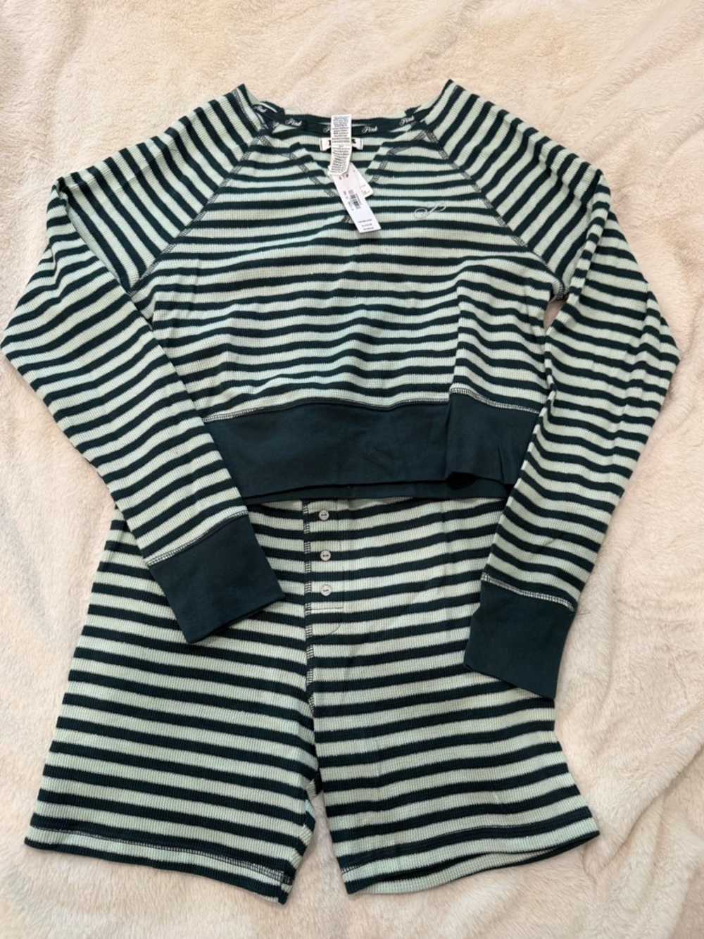 PINK Striped Ribbed Lounge Set NWT S